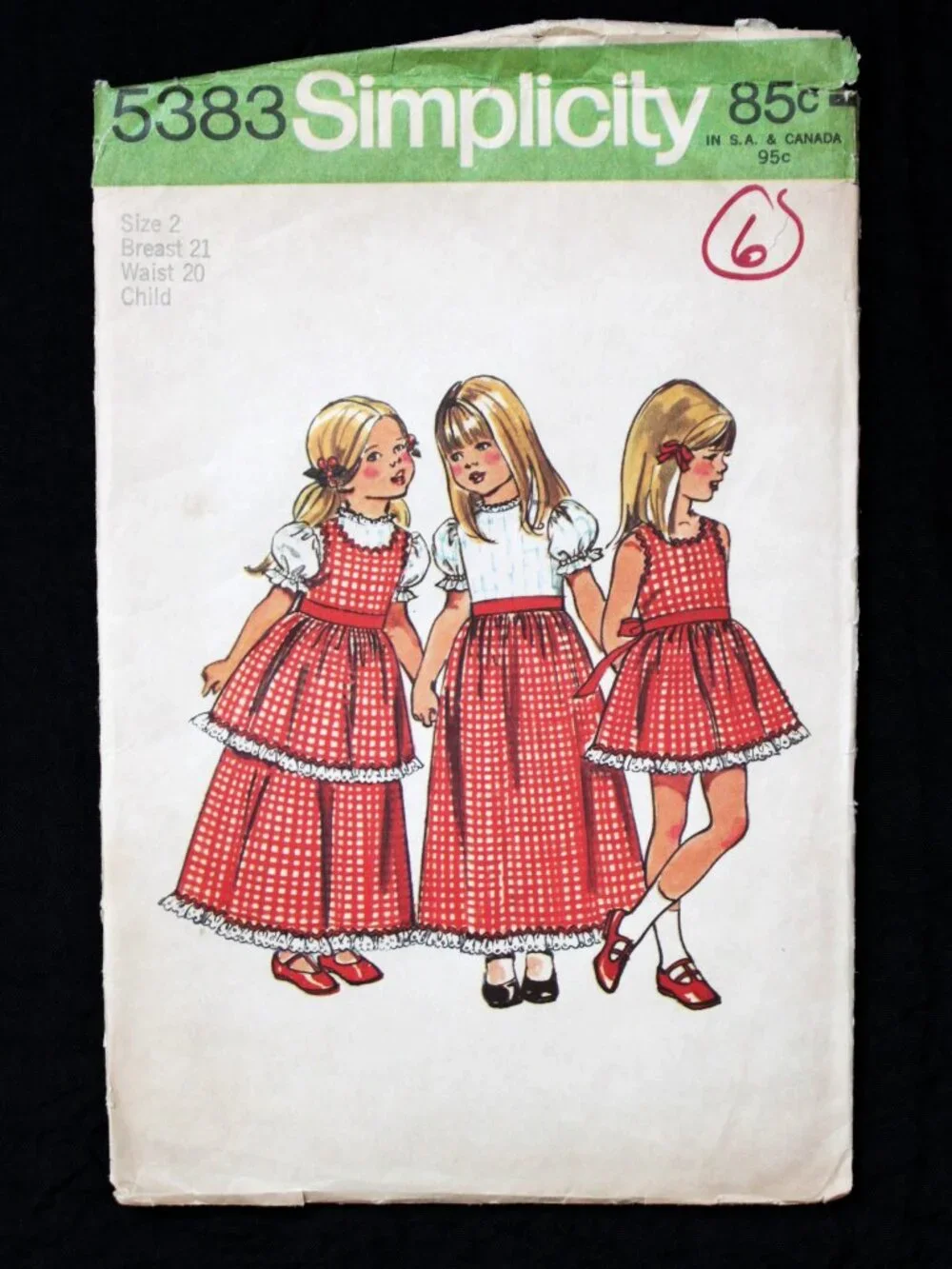 VTG Simplicity 5383 Girls Dress & Pinafore Size 2 Toddler Prairie Cottagecore